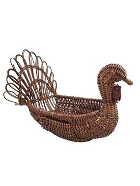 Wicker Turkey Basket Thanksgiving Centerpiece Fall Harvest Decorative Decor